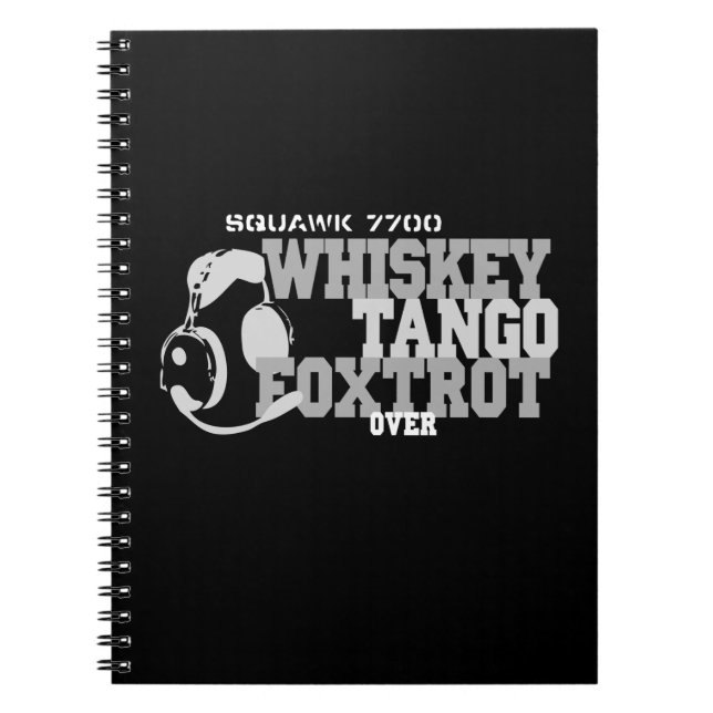 Caderno Espiral Whiskey Tango Foxtrot - Aeronáutica Humor (Frente)