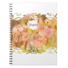 Caderno Espiral Whispers of Magic: Two Fairy Friends in a Garden