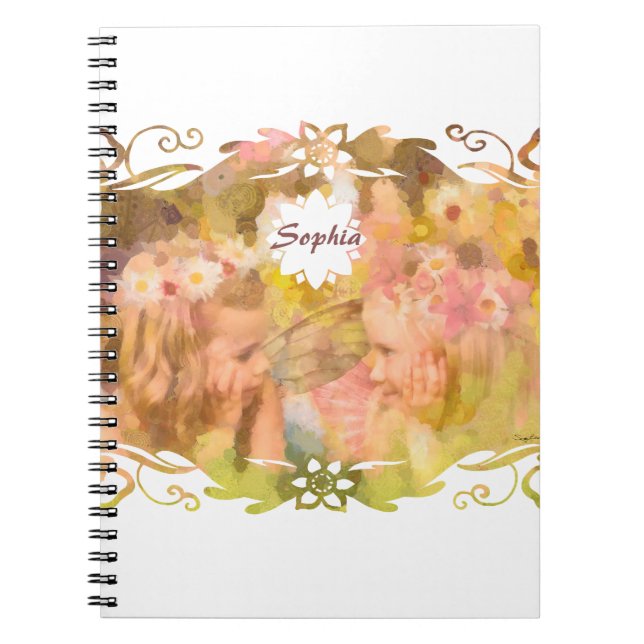 Caderno Espiral Whispers of Magic: Two Fairy Friends in a Garden (Frente)
