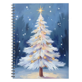 Caderno Espiral White Christmas Tree Winter Snow