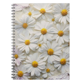 Caderno Espiral White Daisies Sobre Papel Em Dificuldade