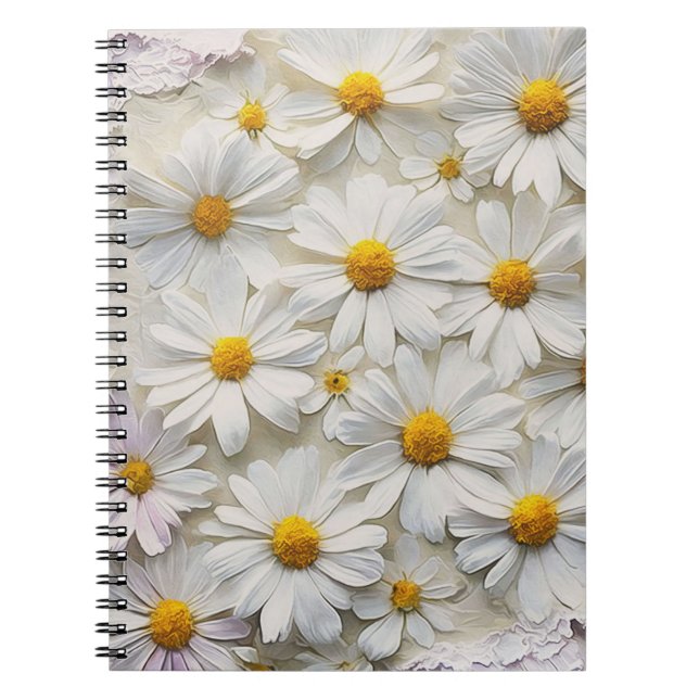 Caderno Espiral White Daisies Sobre Papel Em Dificuldade (Frente)