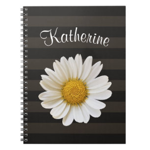 Caderno Espiral White Daisy Dark Strik Nome Personalizado