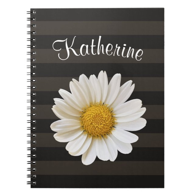 Caderno Espiral White Daisy Dark Strik Nome Personalizado (Frente)