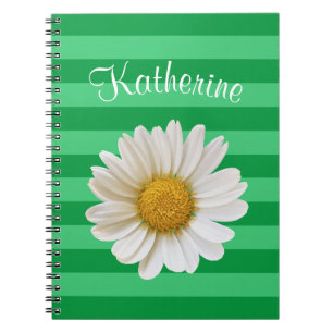 Caderno Espiral White Daisy Green - Nome Personalizado em Faixa Ve