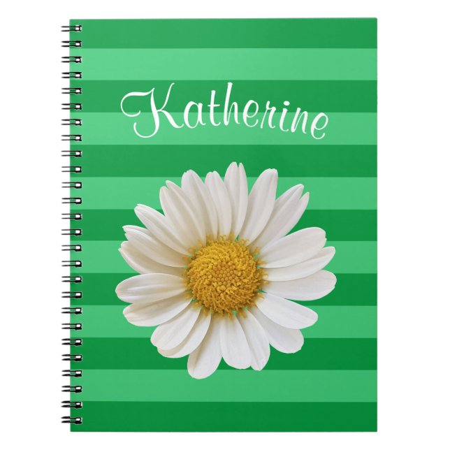 Caderno Espiral White Daisy Green - Nome Personalizado em Faixa Ve (Frente)