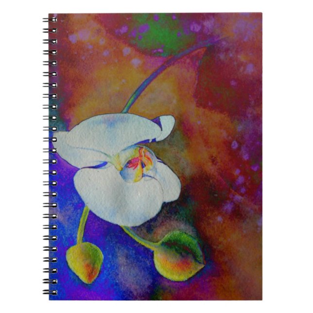 Caderno Espiral White Hawaiian orchid watercolor painting (Frente)