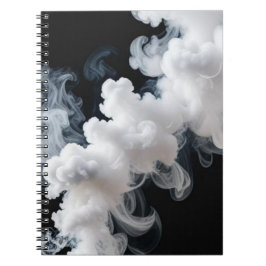 Caderno Espiral White Ink Swirl on Black Abstract Notebook