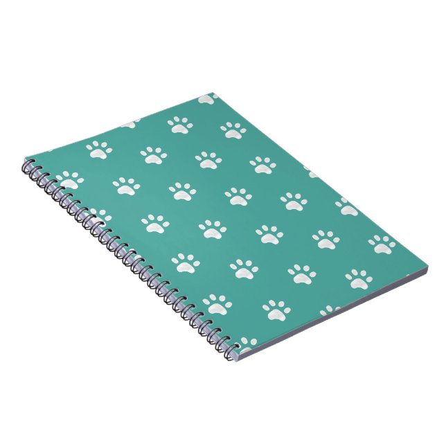 Caderno Espiral White Paws on Teal (Lado Direito)
