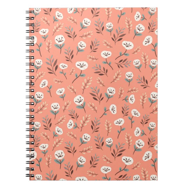 Caderno Espiral White Poppies on Vibrant Red Cover (Frente)