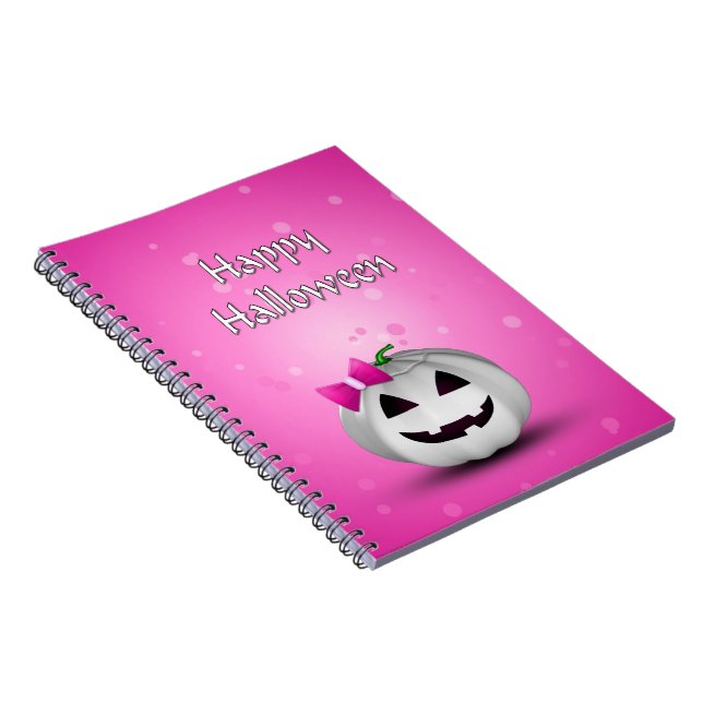 Caderno Espiral White Pumpkin Pink Girly Halloween (Lado Direito)