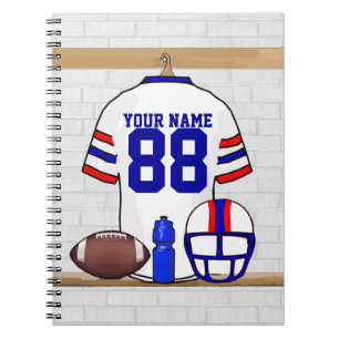 Caderno Espiral White Red Blue Football Jersey personalizado