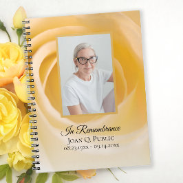 Caderno Espiral White Rose Flower Funeral Memorial Guest Book