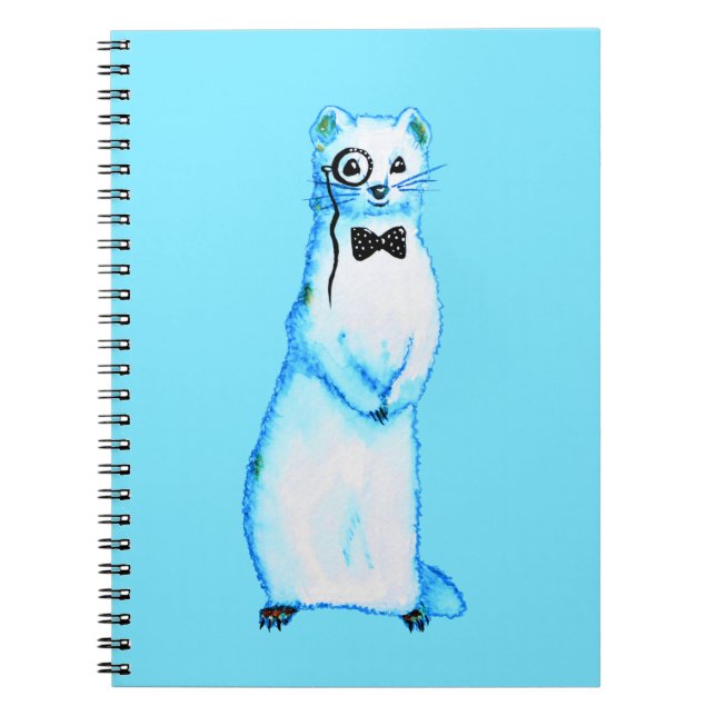 Caderno Espiral White Stoat Ermine Cute Ferret Arte (Frente)