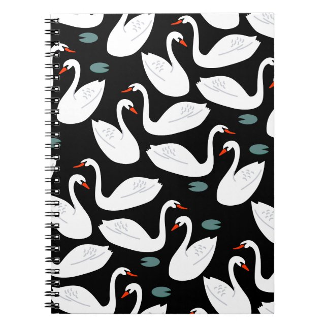 Caderno Espiral White Swans Lake Seamless (Frente)