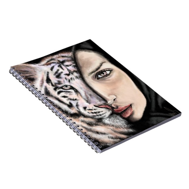 Caderno Espiral White Tiger Girl - Notebook Emotion - Pintura (Lado Direito)