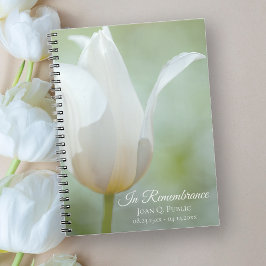 Caderno Espiral White Tulip Primavera Funeral Memorial Guest Book