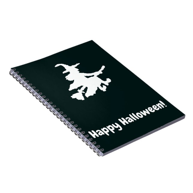 Caderno Espiral White Witch on Black - Happy Halloween  (Lado Direito)