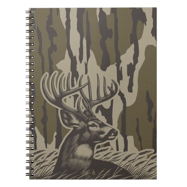 Caderno Espiral Whitetail Deer Bottomland Camo Deer Hunting Camo (Frente)