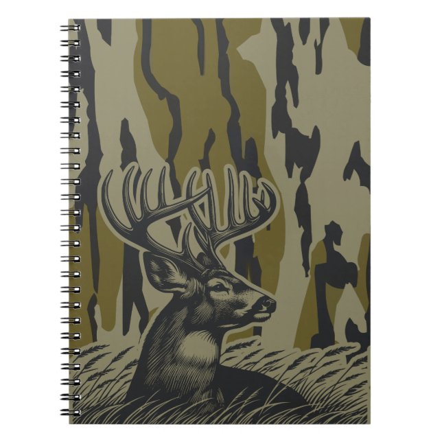 Caderno Espiral Whitetail Deer Bottomland Camo Deer Hunting Camo (Frente)