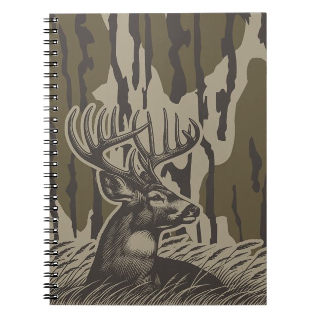 Caderno Espiral Whitetail Deer Bottomland Camo Deer Hunting Camo (Frente)