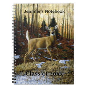 Caderno Espiral Whitetail Deer Doe na Floresta de outono