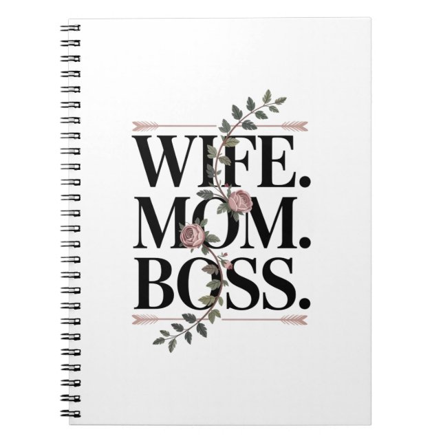 Caderno Espiral Wife. Mom. Boss. (Frente)