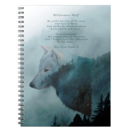 Caderno Espiral Wilderness Wolf & Eco Poem