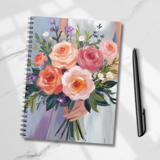 Caderno Espiral Wildflower Bridal Bouquet | Floral Wedding Bride (Criador carregado)