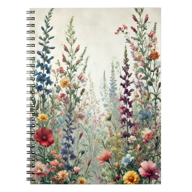 Caderno Espiral Wildflower Meadow – Delicate Botanical Floral (Frente)