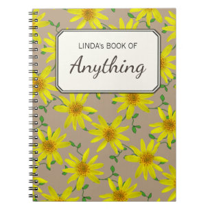 Caderno Espiral Wildflowers amarelos botânicos em alguma cor