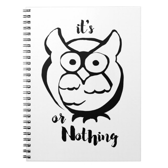 Caderno Espiral Wildly Punny — Owl or Nothing Minimalist Owl Art (Frente)