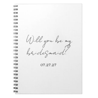 Caderno Espiral Will You Be My Bridesmaid Custom Cursive