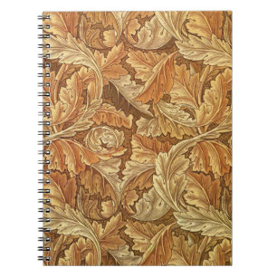 Caderno Espiral William Morris Acanthus Marrom Folhas de Outono