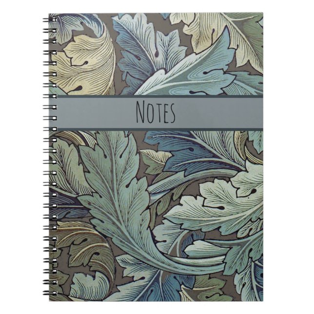 Caderno Espiral William Morris Acanthus Sage Flower Floral Botânic (Frente)