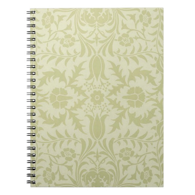 Caderno Espiral William Morris Borage vintage verde suave damasco (Frente)