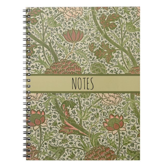 Caderno Espiral William Morris Cray Sage Flower Floral Botânica (Frente)