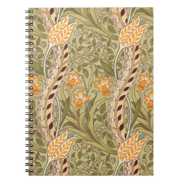 Caderno Espiral William Morris Daffodil Garden Flower Classic Bota (Frente)