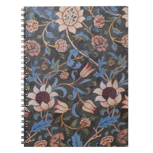 Caderno Espiral William Morris Evenlode Textile Floral Art (Frente)