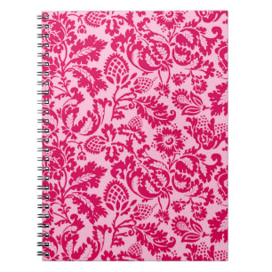 Caderno Espiral William Morris Floral Damask, Fuchsia e Rosa