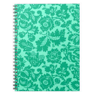 Caderno Espiral William Morris Floral Damask, Turquoise e Aqua