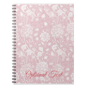 Caderno Espiral William Morris Floral Patterno em notebook rosa