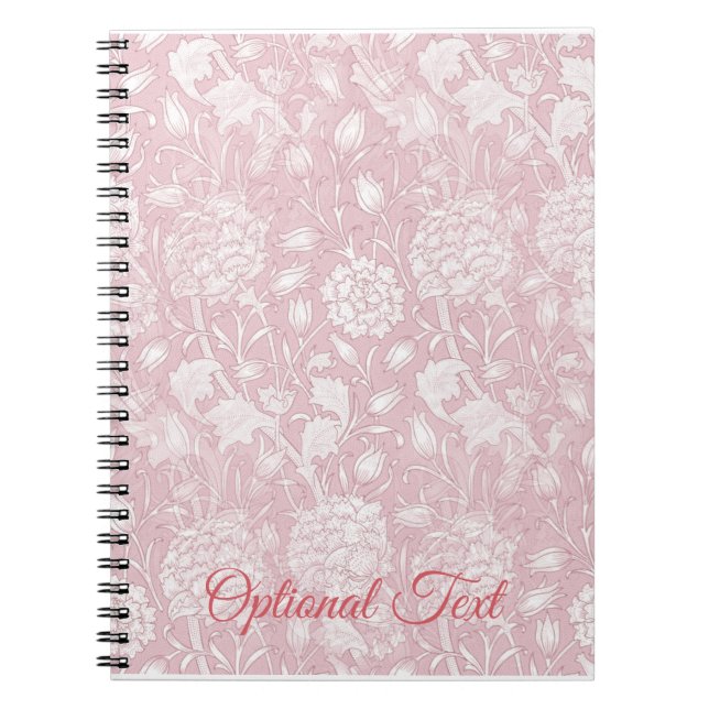 Caderno Espiral William Morris Floral Patterno em notebook rosa (Frente)