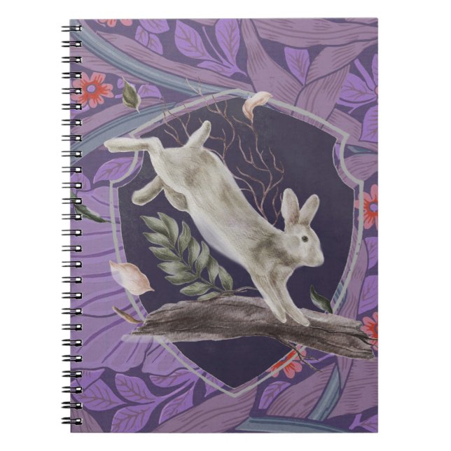Caderno Espiral William Morris Forest Rabbit Floral Art Nouveau (Frente)
