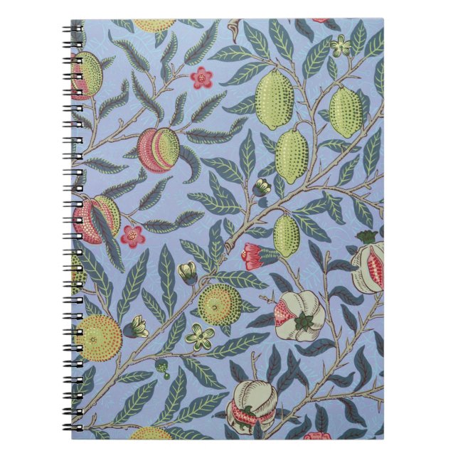 Caderno Espiral William Morris Fruta Pomegranate Blue Ornament (Frente)