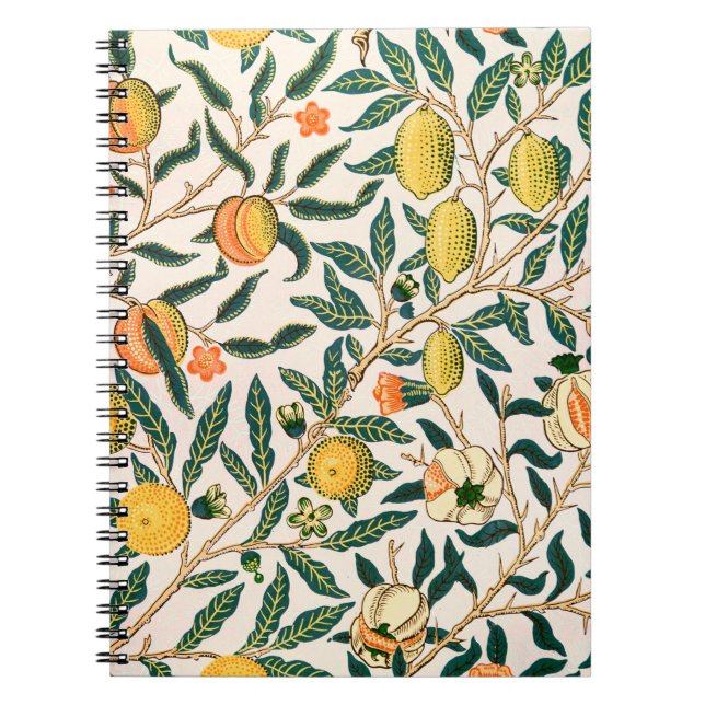 Caderno Espiral William Morris Fruta Pomegranate White Ornament (Frente)
