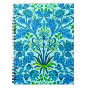 Caderno Espiral William Morris Hyacinth Impressão, Cerulean Blue