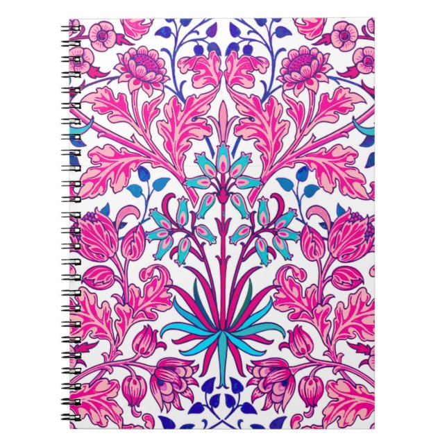 Caderno Espiral William Morris Hyacinth Impressão, Fuchsia Rosa (Frente)