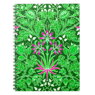 Caderno Espiral William Morris Hyacinth Impressão, Limão e Emera