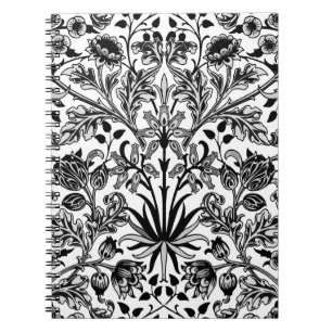 Caderno Espiral William Morris Hyacinth Impressão, Preto, Branco 